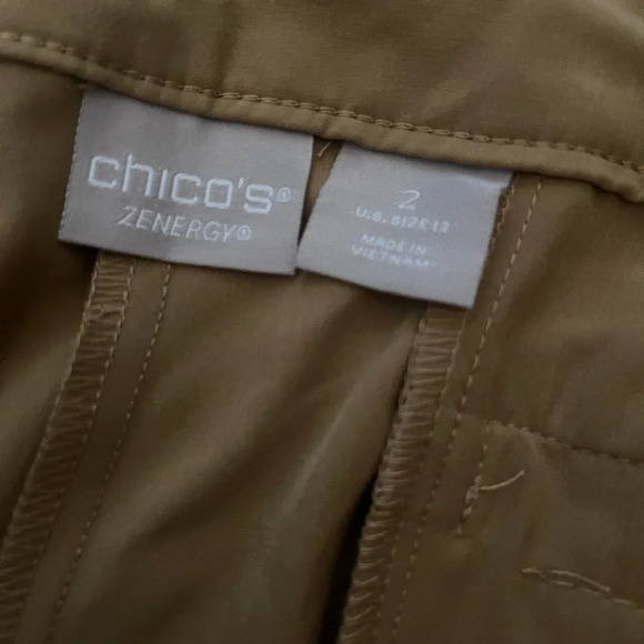 Chico's Women’s Zenergy Cropped brown tan Capri Stretch Pants Size 2 - Picture 7 of 9